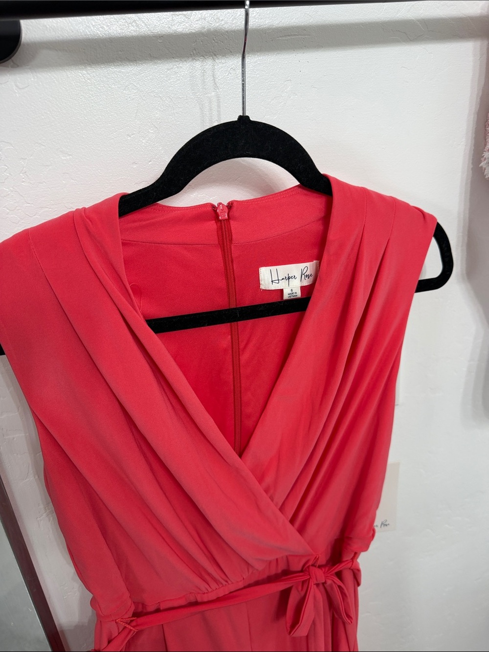 Harper Rose Coral Wrap-Detail Midi Dress